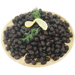 Toprak Kuru Sele Siyah Zeytin - Traditional Dry-Cured Turkish Black Olives in Glass Jar, 17.6 oz (500g)