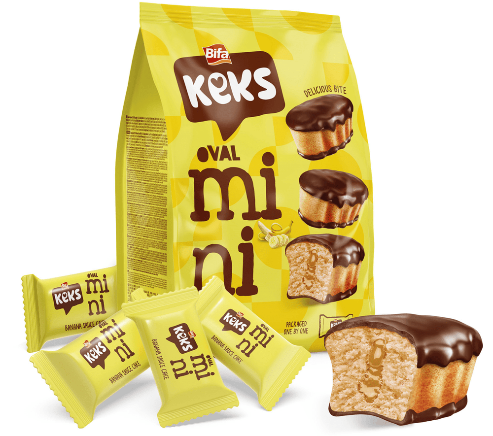 BIFA KEKS OVAL MINI CACAO COATED BANANA SAUCED FILLED CAKE 180GR - TULUMBA