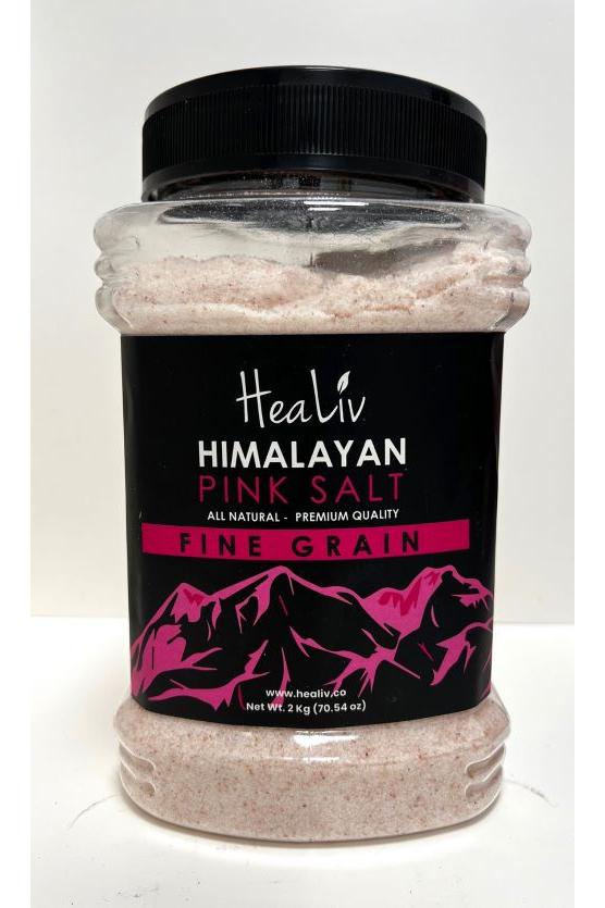 Himalayan Pink Salt Fine Grain Plastic Jar 2 KG