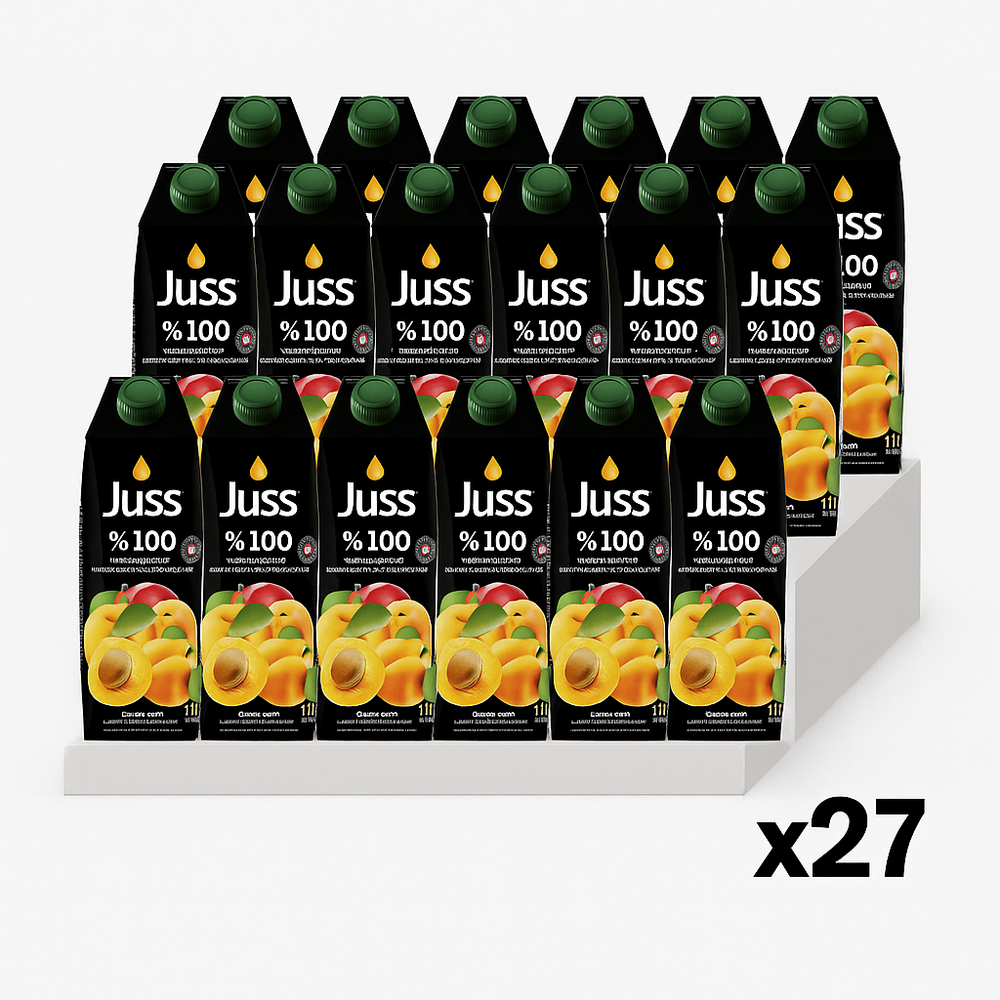 Juss 100% Apricot Apple Juice 6.76 fl oz Tetra Pack x 27 pcs