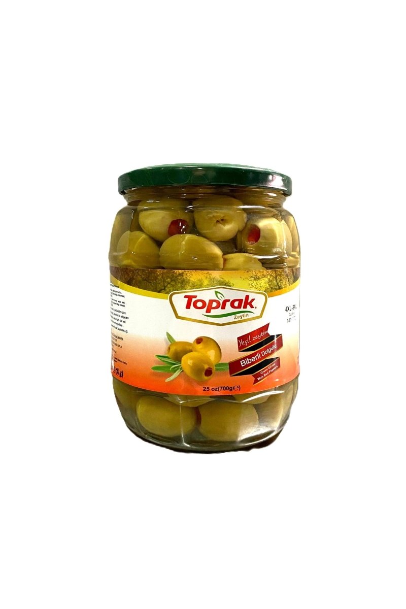Toprak Pimento - Stuffed Green Olives Glass Jar OZ (400) - TULUMBA