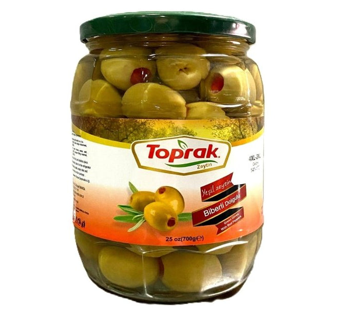 Toprak Pimento - Stuffed Green Olives Glass Jar OZ (400) - TULUMBA