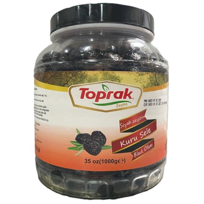 Toprak_Kuru Sele Siyah Zeytin_Glass Pet_35.3 OZ (1KG) - TULUMBA