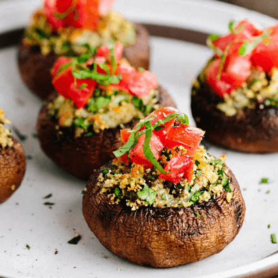 Tomato and Mozzarella Stuffed Mushrooms