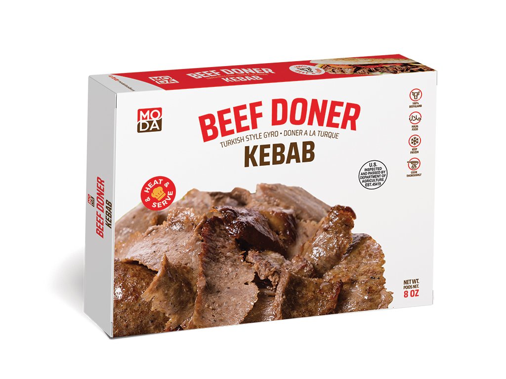 Moda Doner, Beef, Cooked, Sliced, Retail, 8oz (226g)
