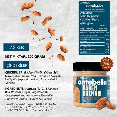 ANTEBELLA SPREADABLE ALMOND SPREAD 40% 200gr
