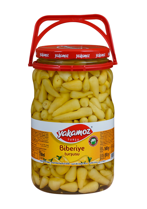 Yakamoz Pickles Biberiye Yellow Baby Pepper Hot Glass Jar 1700ml