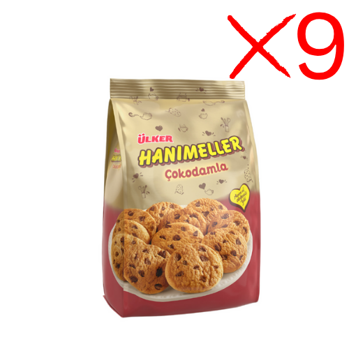 Ulker Hanımeller Cokodamla Chocolate Chips Cookies Pouch 5.29 oz (150g) x 9 pcs