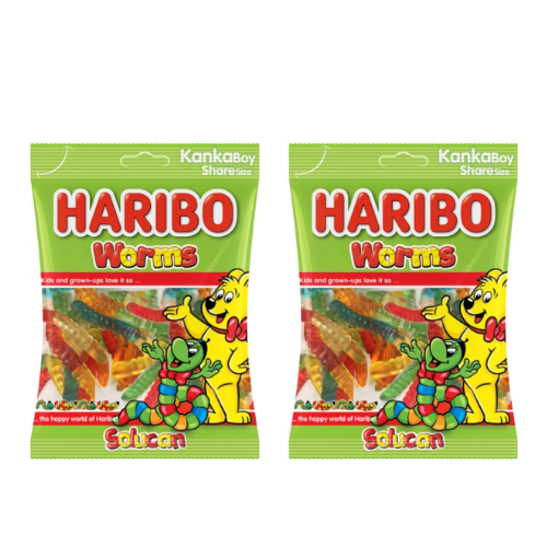Haribo Worms 2.82 oz (80 g) Pack x 2 pcs -Big Size
