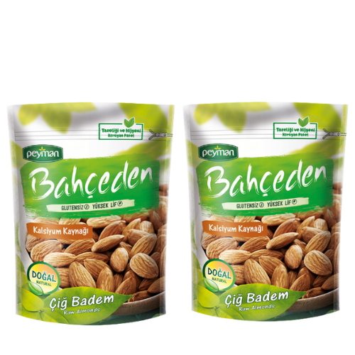 Peyman Bahceden Raw Almonds 5.29 oz (150g) x 2 pcs  - Gluten Free - High Fiber