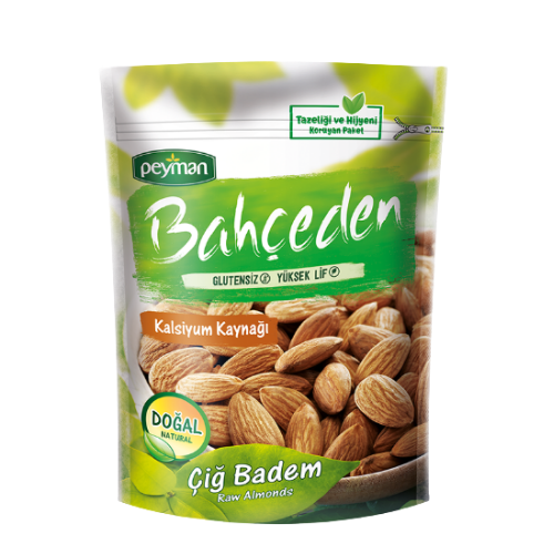 Peyman Bahceden Raw Almonds 5.29 oz (150g) - Gluten Free - High Fiber