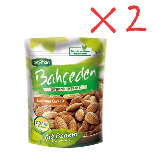 Peyman Bahceden Raw Almonds 5.29 oz (150g) x 2 pcs  - Gluten Free - High Fiber