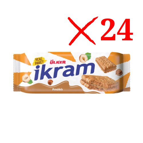Ulker Ikram Hazelnut Cream Biscuits 2.96 oz (84 g) X 24 pcs