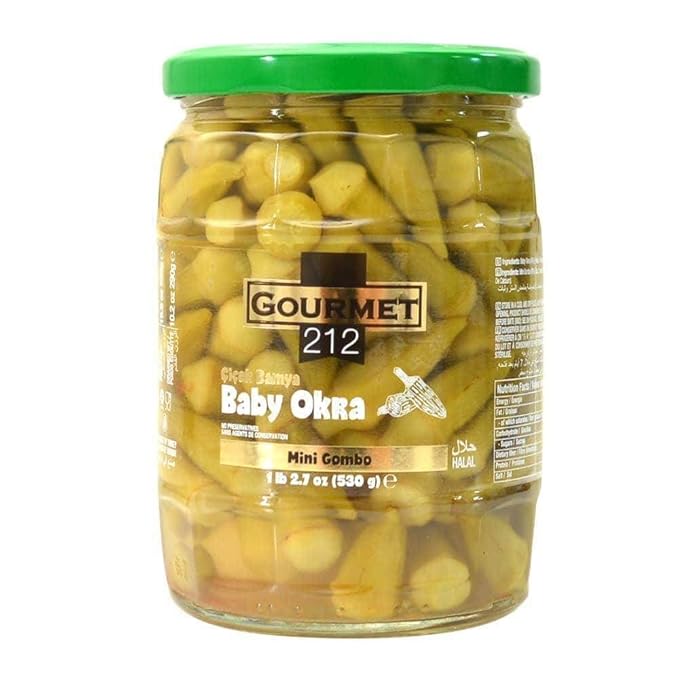 Gourmet212 Baby Okra 1lb 2.7 Ounces | Mediterranean Flavor, Nutritious Food, with Seasoning, Kosher Certified (Star-K), Halal Certified