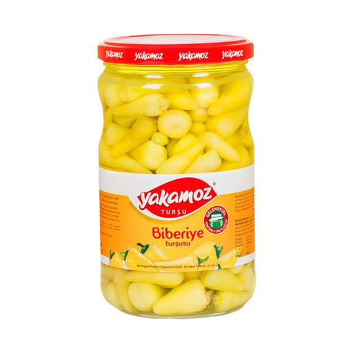 Yakamoz Pickles Biberiye Yellow Baby Pepper Hot Glass Jar 720ml