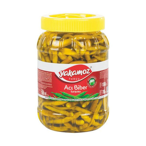 Yakamoz Pickles Aci Biber Tursusu Guindilla Peppers Hot Pet Jar 1.5lt