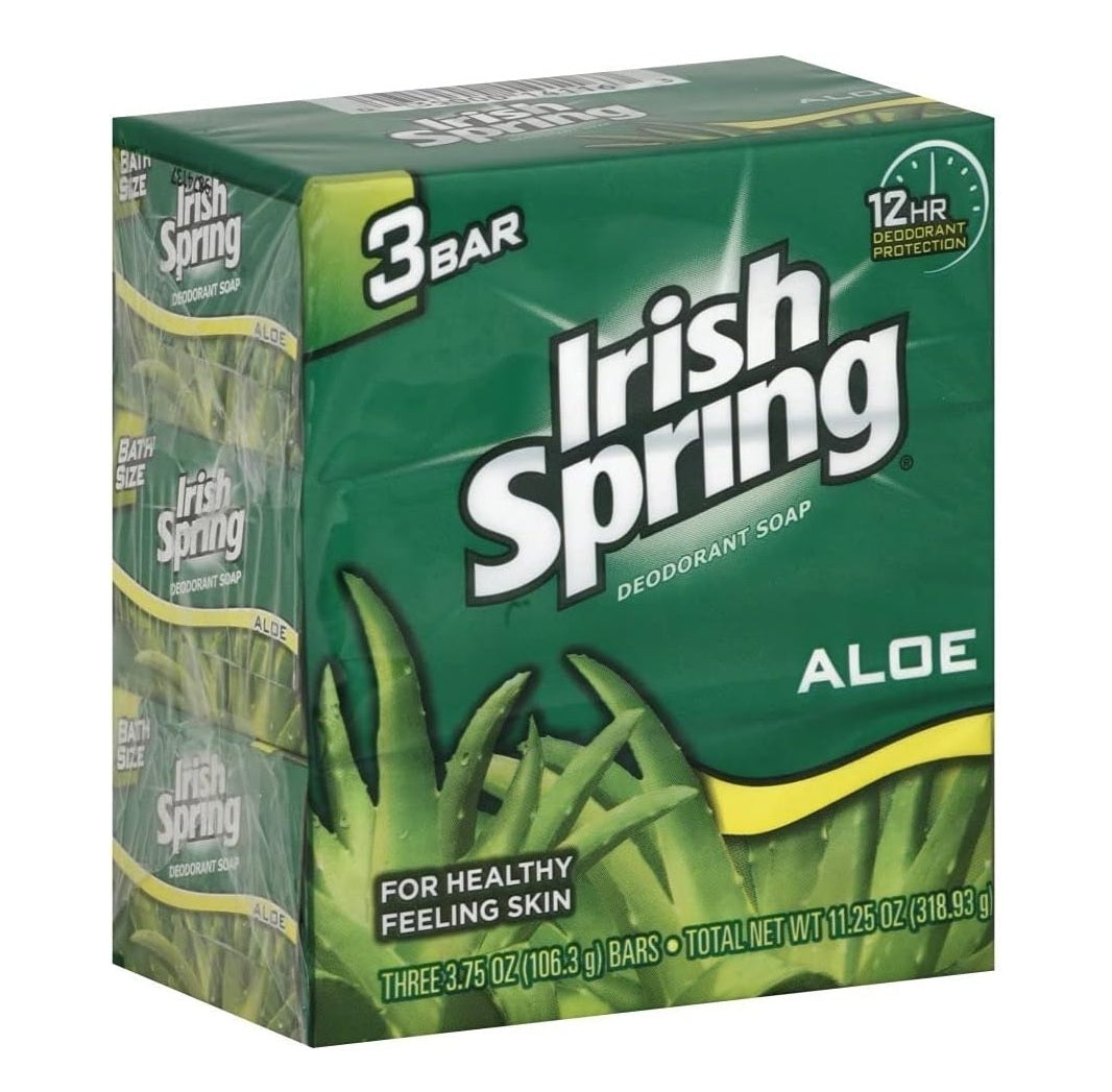 IRISH SPRING BAR SOAP ALOE VERA 3x3.75oz