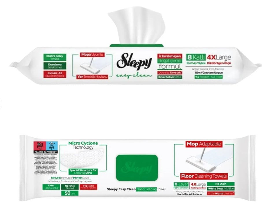 Sleepy Mop Adaptable White Soap Easy Clean Wet Wipes-50 pcs