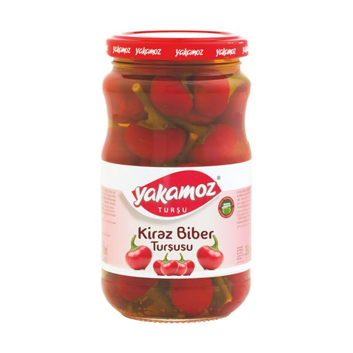 Yakamoz Pickles Kirmizi Biber Red Cherry Peppers Glass Jar 370ml