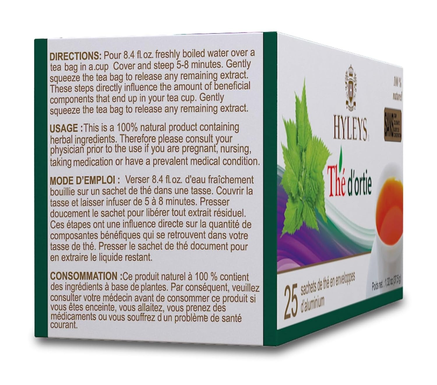 HYLEYS NETTLE TEA 1.32oz X 25pc