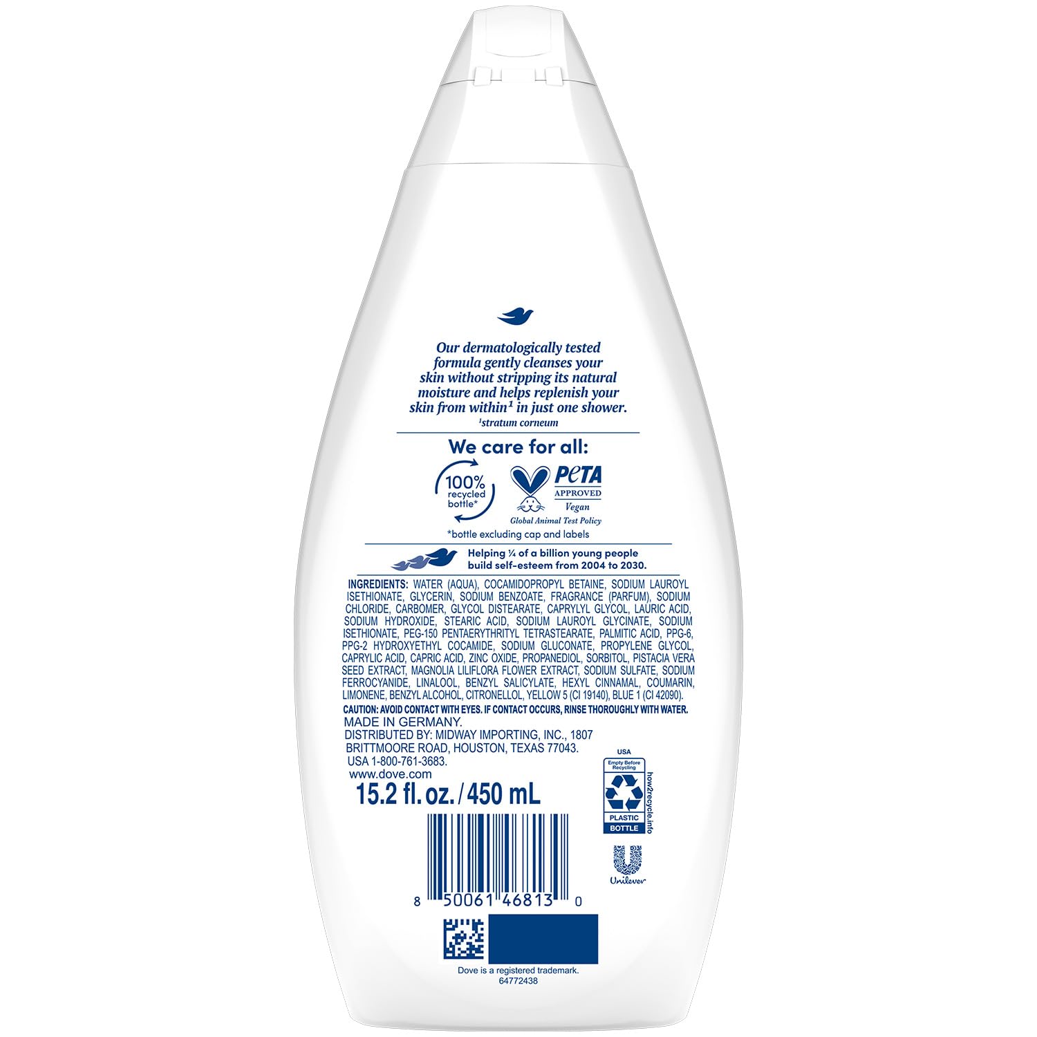 DOVE BODY WASH 15.2OZ (450 ML) GENTLE PAMPER