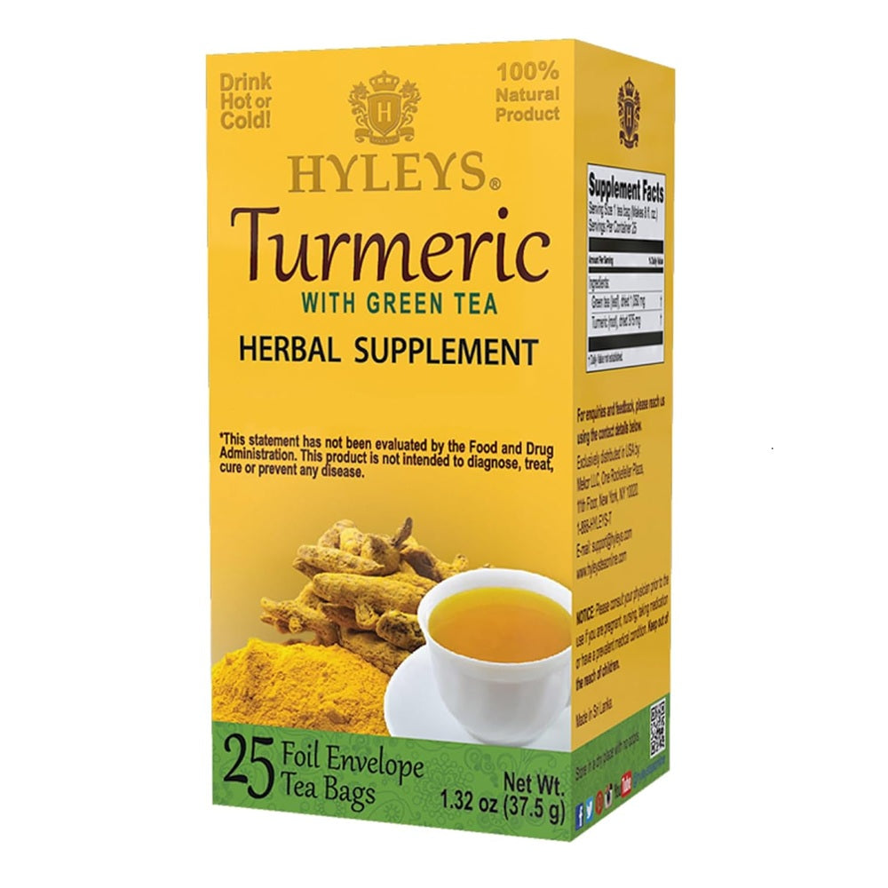HYLEYS TURMERIC WITH GREEN TEA 1.32oz 25 Tea Bags