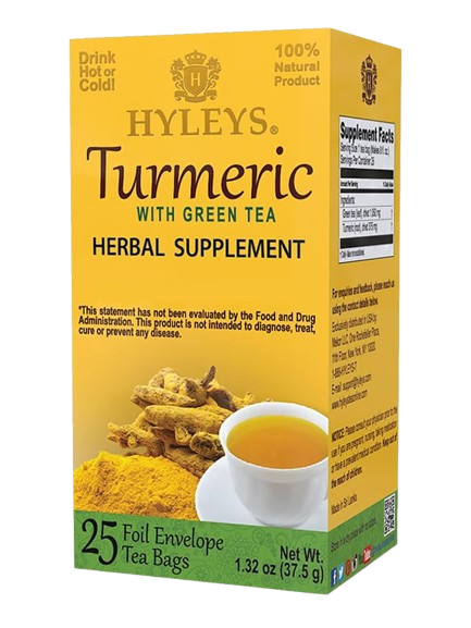 HYLEYS TURMERIC WITH GREEN TEA 1.32oz 25 Tea Bags