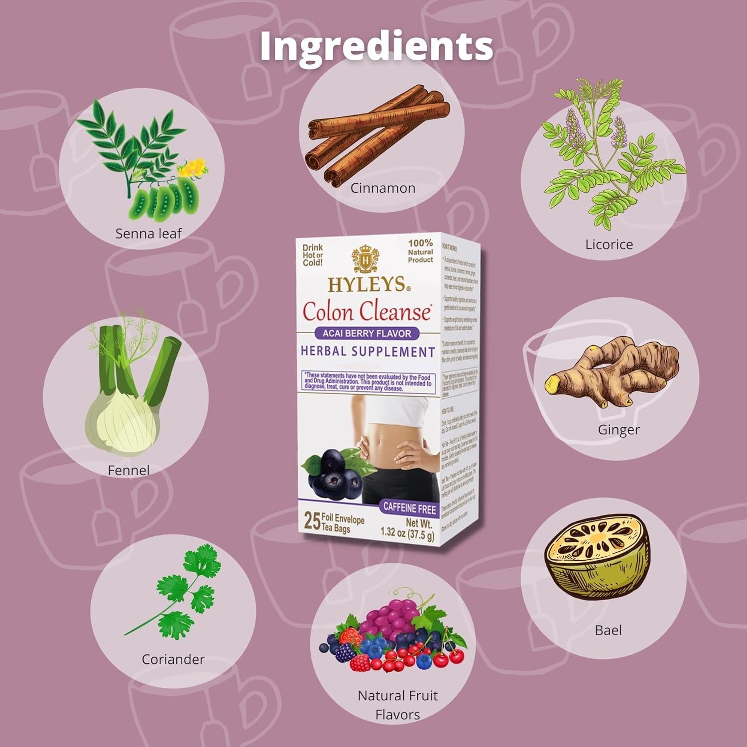 HYLEYS SLIM TEA 5 FLAVOR ASSORTMENT1.32oz x 25 pcs