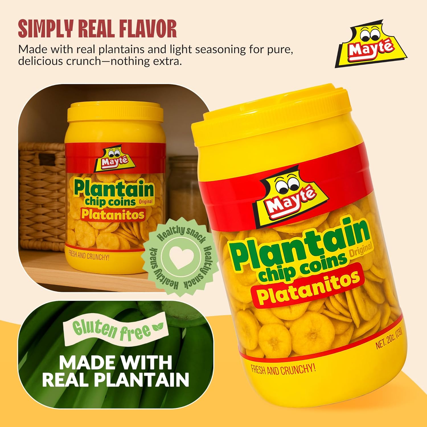 Mayte Plantain Chips Salt in Jars 20 oz (567g)