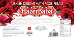 Hazerbaba With Rose Petals Turkish delight 16oz (454g) Box