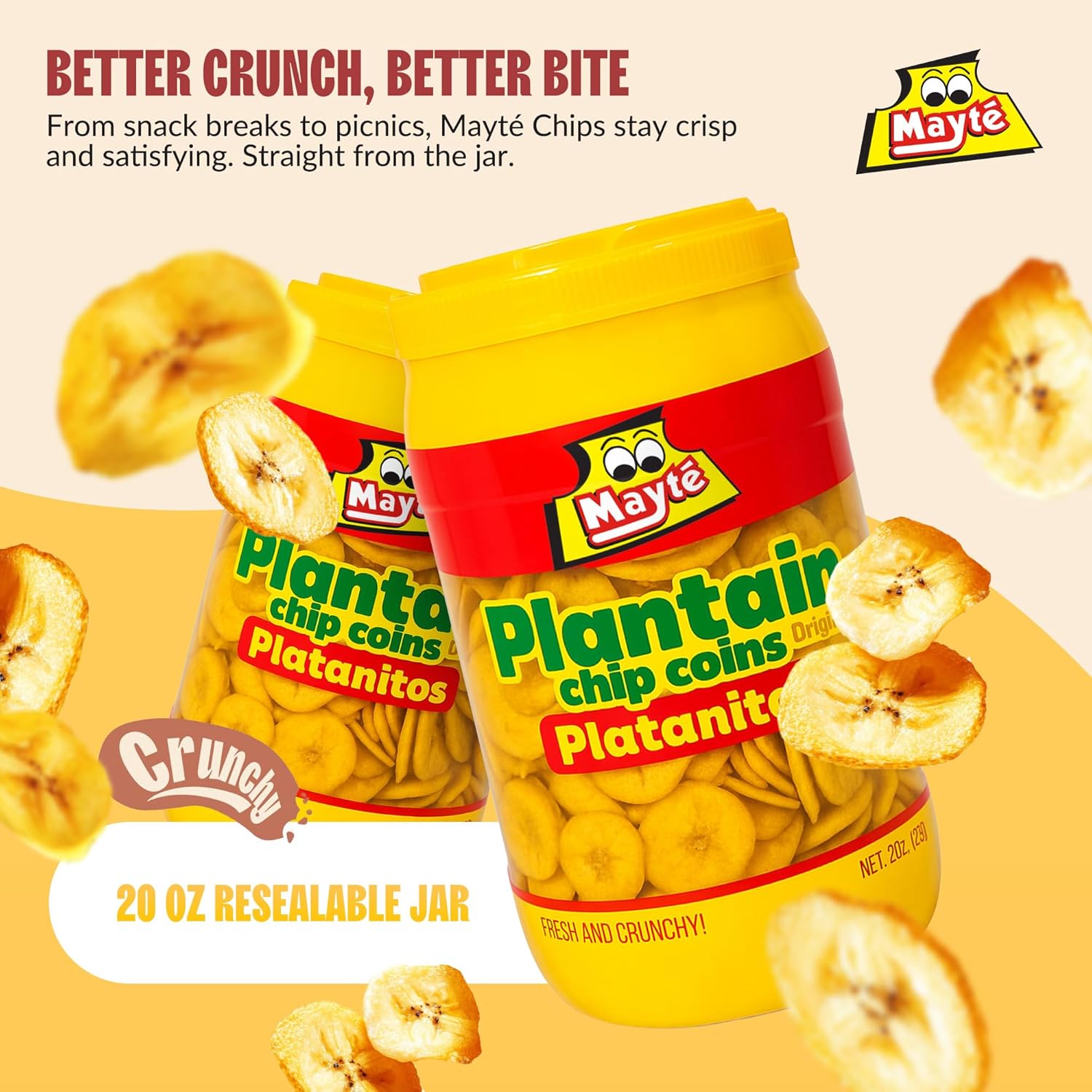 Mayte Plantain Chips Salt in Jars 20 oz (567g)