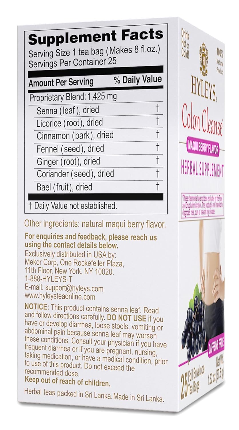 HYLEYS COLON CLEANSE MAQUI BERRY FLAVOR 1.32oz X 25pc