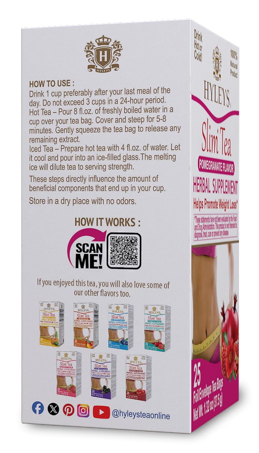 HYLEYS SLIM TEA POMEGRANATE 1.32oz - Kosher
