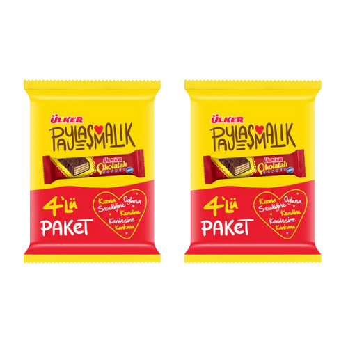 Ulker Chocolate Wafers (Cikolatali Goflet) 4 ct x 1.27oz (36g) x 2 pcs