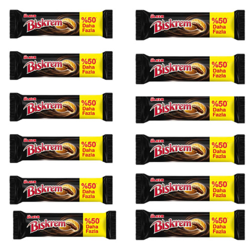 Ulker Biskrem Cookies with Cocoa Cream Fiiling Large Roll 5.29 oz (150 g)  x 12 pcs