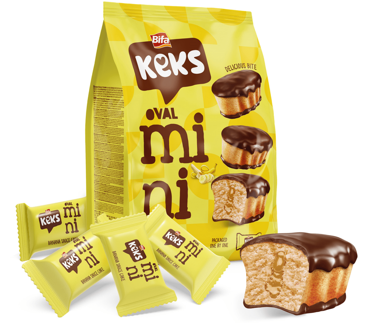 BIFA KEKS OVAL MINI CACAO COATED BANANA SAUCED FILLED CAKE 180GR - TULUMBA