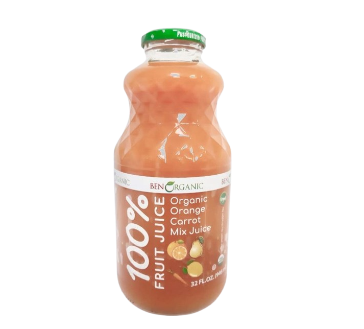 BEN ORGANIC ORANGE CARROT MIX JUICE 32 FL.OZ.