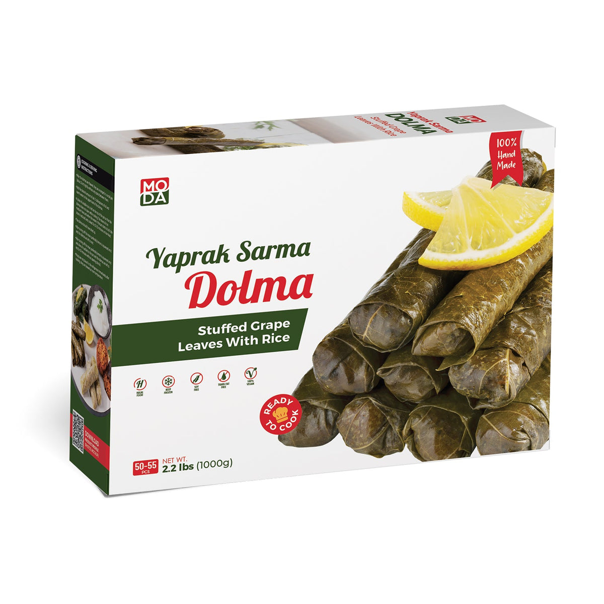 Moda Stuffed Grape Leaves with Rice, Uncooked, 35.2oz (1000g)