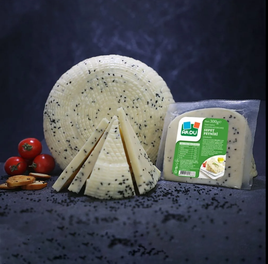 AKDU Traditional Basket Cheese with Black Cumin 10.6 oz (300 g )  (Corokotlu Sepet Peyniri)