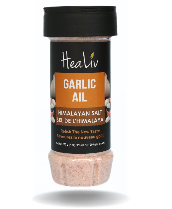 Himalayan Pink Salt Fine Grain Pet Bottle Shaker 200g  -| Garlic