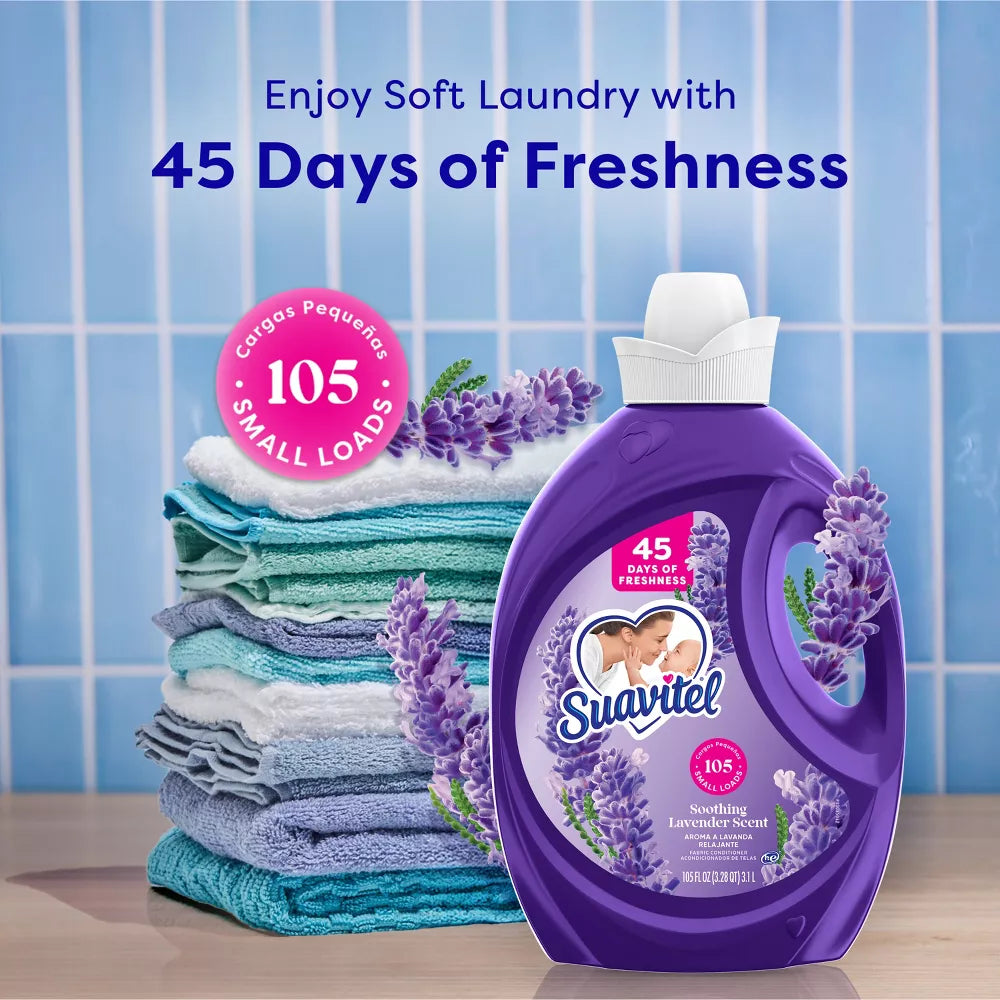 Suavitel Liquid Fabric Softener and Conditioner - Soothing Lavender - 105 fl oz