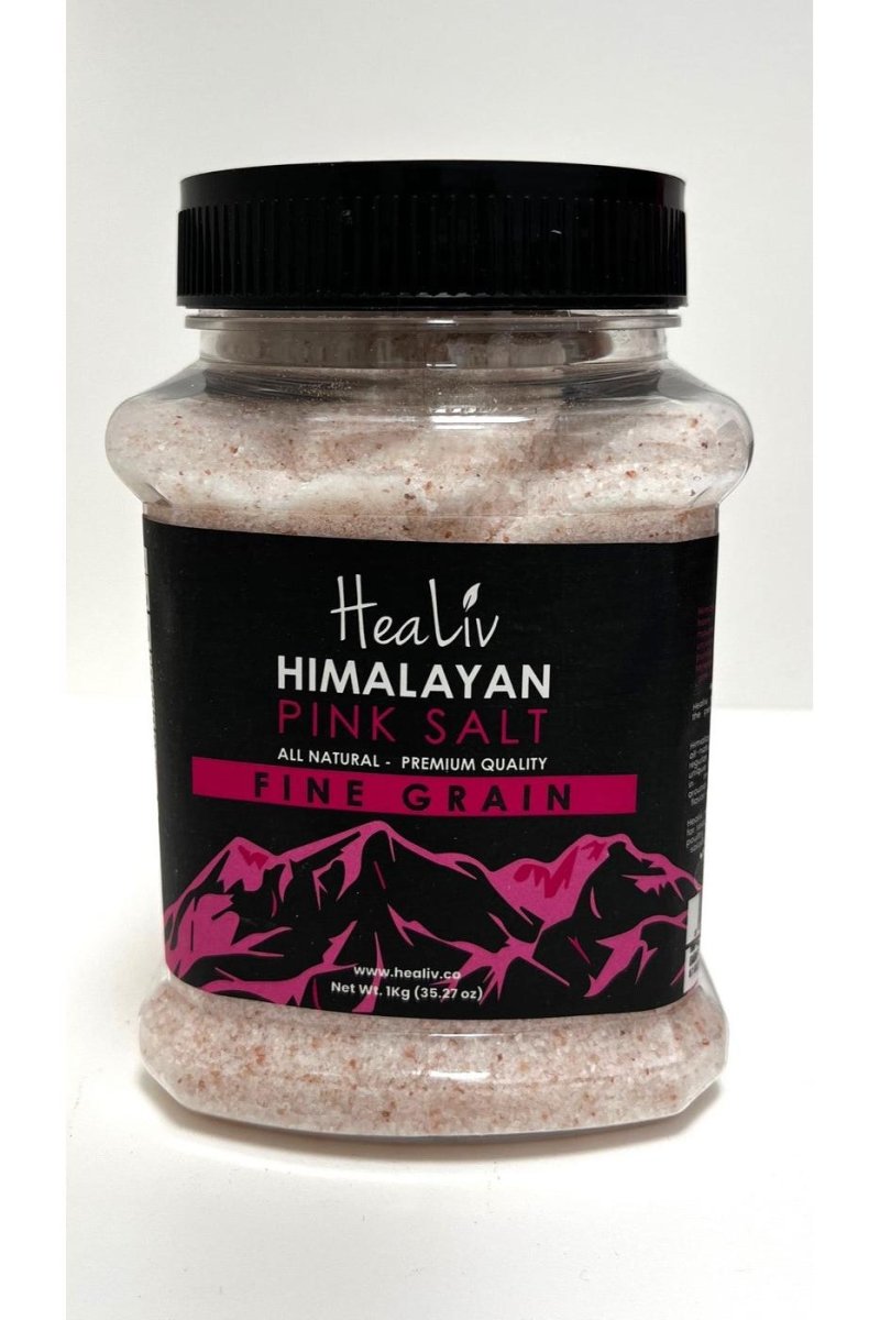 Himalayan Pink Salt Fine Grain Plastic Jar 1Kg - TULUMBA