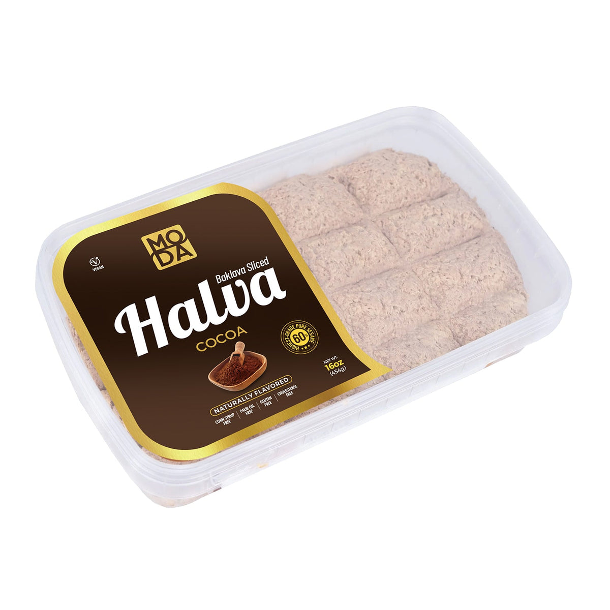 Moda Halva, Cocoa, Baklava Sliced, 16oz (454g)
