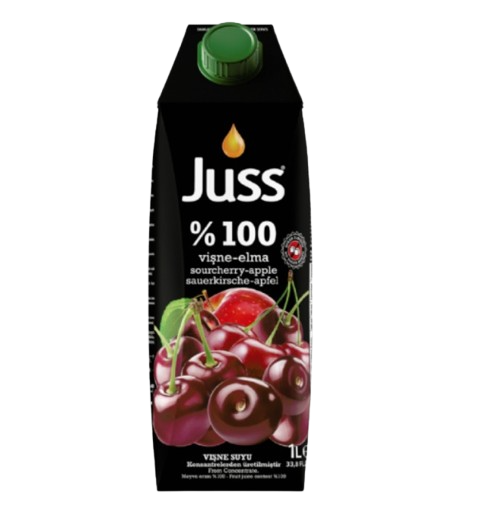 JUSS %100 SOURCHEERY/APPLE JUICE 33.8 OZ (1000ML)  (TETRA PACK)