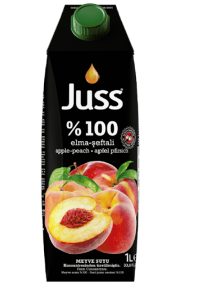 JUSS %100 PEACH/APPLE JUICE 33.8 OZ (1000ML) (TETRA PACK) - TULUMBA