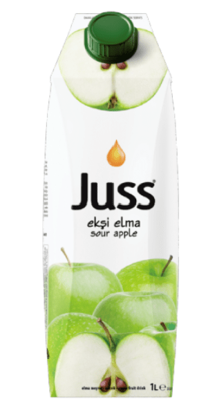 JUSS SOUR APPLE FRUIT DRINK 33.8 OZ (1000ML) (TETRA PACK) - TULUMBA