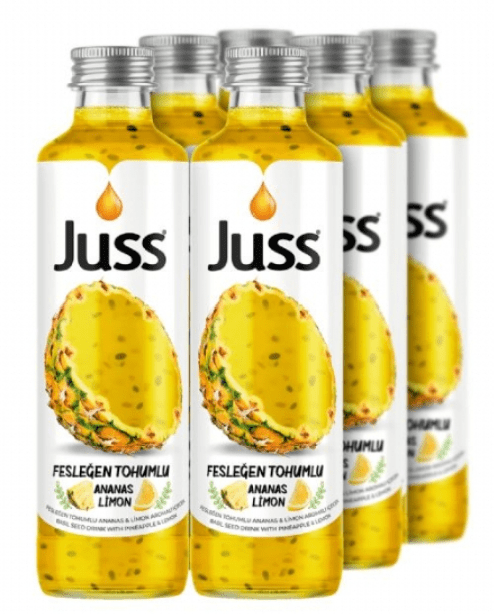 JUSS PINEAPPLE/LEMON BASIL SEED DRINK 8.45 OZ (250ML) (GLASS BOTTLE) - TULUMBA