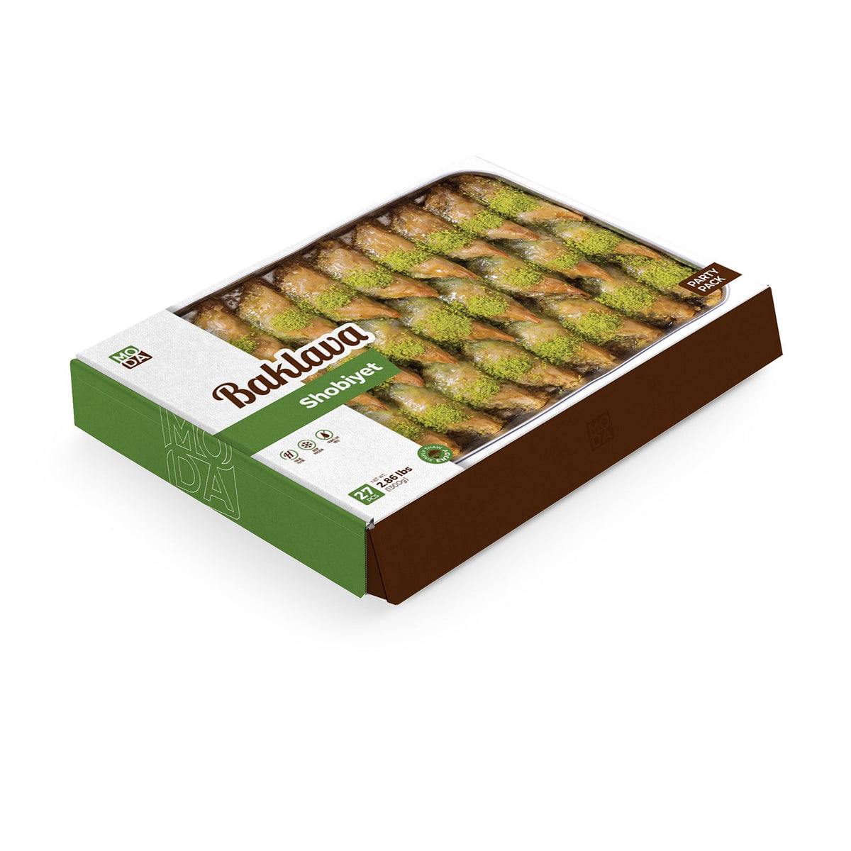Moda Baklava, Shobiyet with Pistachio, Party Pack, 27pcs, 2.86lbs (1300g)
