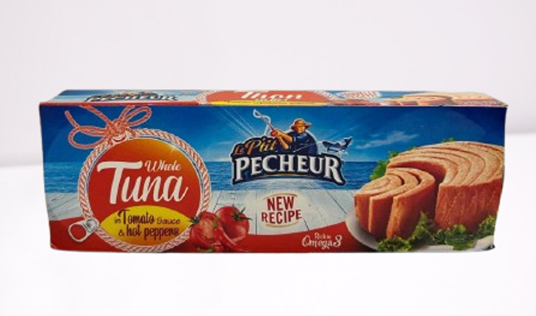 Tuna Fillet P'tit Pecheur In Tomato Sauce & Hot Peppers 3 x 2.82 oz ( 80 g)