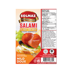 R - SOLMAZ SLICED BEEF SALAMI HOT (HALAL) 8 OZ (227GR)